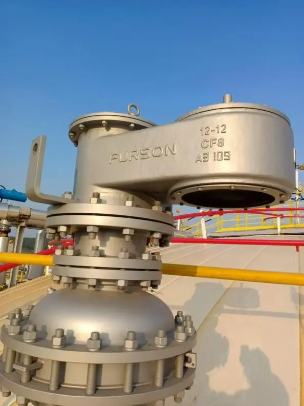 Application of FURSON  pilot-Operated pressure relief valve 9500 and vacuum relief valve 9410+ 8830 deflagration  flame arrester in low temperature conditions